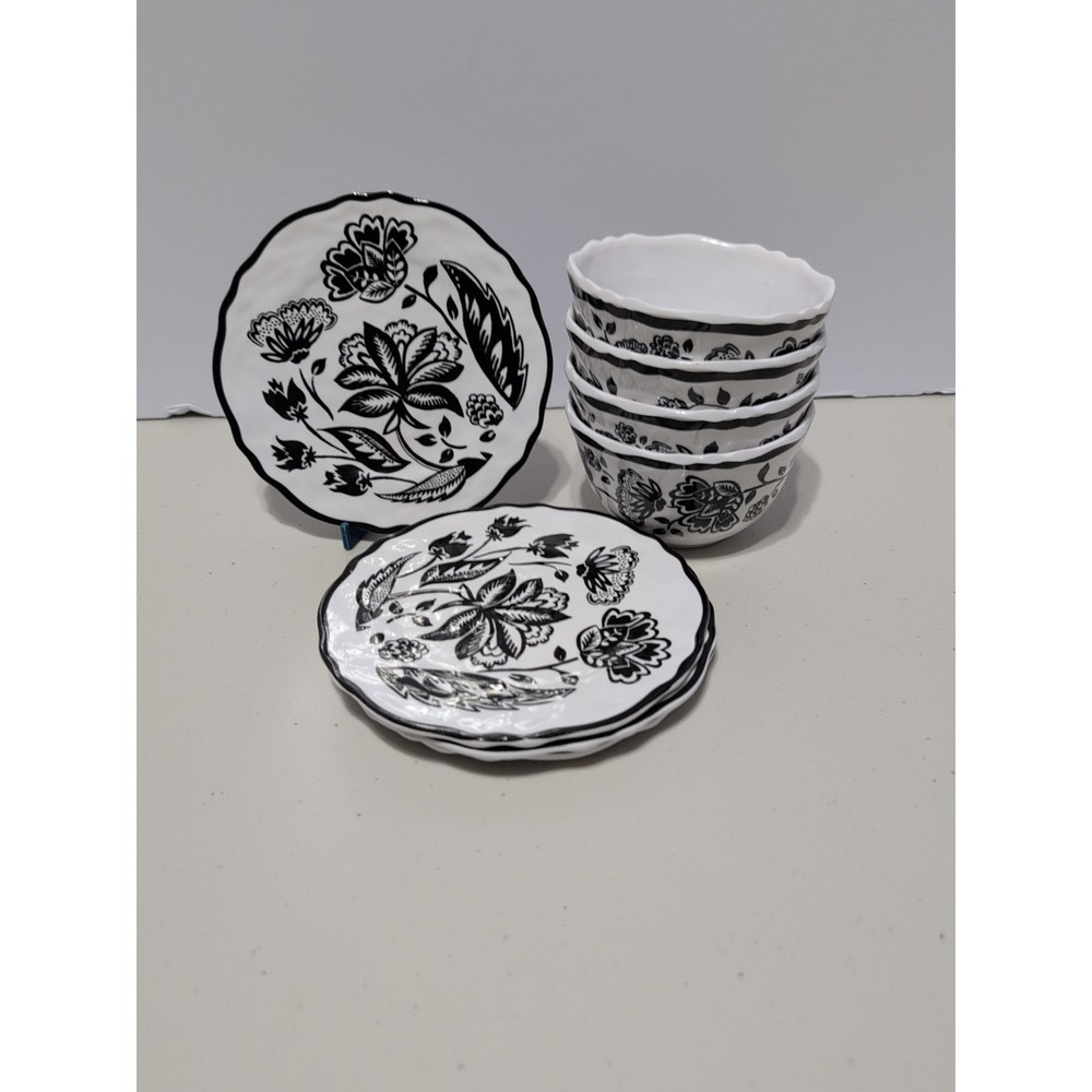 Le Cadeaux Jardin melamine Appetizer Salad Plates And Dessert Bowls Set Of 8